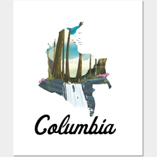 Colombia map travel poster Posters and Art